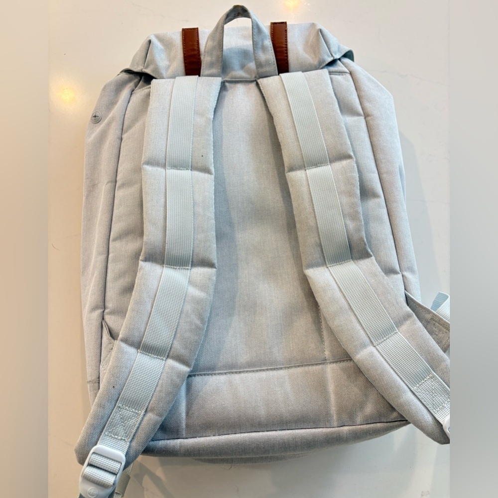 Herschel Retreat Backpack 23L Light Grey Tan Leather Straps Laptop School Travel - Picture 6 of 8